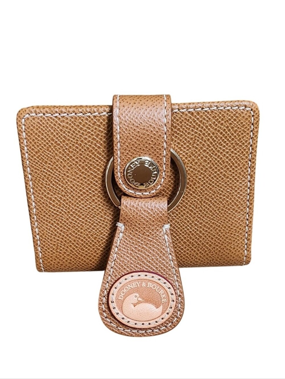 Dooney Leather Brown Card Wallet and Key Fob Set